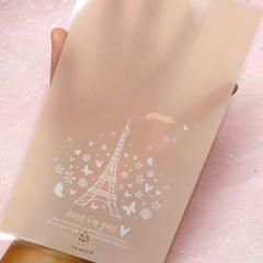 Paris Tower Gift Bags (20 pcs / Salmon Pink) Kawaii Clear Plastic Bags Gift Wrapping Bags Packaging Candy Cookie Bags (11.8cm x 20cm) GB088