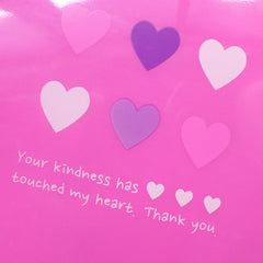 Kawaii Heart Gift Bags (20 pcs / Pink) Kawaii Clear Plastic Bags Gift Wrapping Bags Packaging Candy Cookie Bags (14.5cm x 20.4cm) GB076