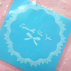 Especially For You Gift Bags w/ Doily & Ribbon Pattern (20 pcs / Blue) Self Adhesive Resealable Clear Plastic Bags (7cm x 7cm) GB099