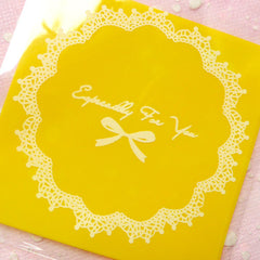 Especially For You Gift Bags w/ Doily & Ribbon Pattern (20 pcs / Yellow) Self Adhesive Resealable Clear Plastic Bags (6.9cm x 7cm) GB100