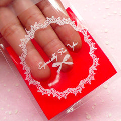 Especially For You Gift Bags w/ Doily & Ribbon Pattern (20 pcs / Red) Self Adhesive Resealable Clear Plastic Bags (6.9cm x 7cm) GB102