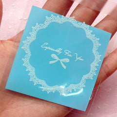 Especially For You Gift Bags w/ Doily & Ribbon Pattern (20 pcs / Blue) Self Adhesive Resealable Clear Plastic Bags (7cm x 7cm) GB099