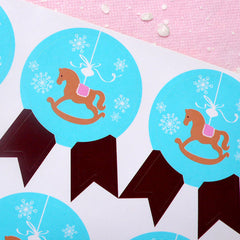 Rocking Horse Sticker (Badge) (2 Sets / 12pcs) Seal Sticker Kawaii Scrapbooking Packaging Party Gift Wrap Diary Deco Collage Home Decor S147