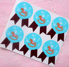 Rocking Horse Sticker (Badge) (2 Sets / 12pcs) Seal Sticker Kawaii Scrapbooking Packaging Party Gift Wrap Diary Deco Collage Home Decor S147