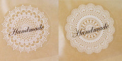 CLEARANCE Handmade w/ Cake Doily Transparent Sticker (Round) (2 Sets / 16pcs) Scrapbooking Packaging Party Handmade Gift Wrap Diary Deco Collage S149