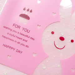 Kawaii Bunny Rabbit Gift Bags (20 pcs / Pink) Self Adhesive Resealable Plastic Bag Gift Wrapping Product Packaging (13.8cm x 14.3cm) GB111