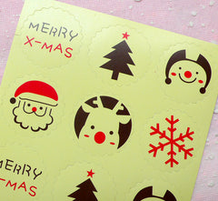 CLEARANCE Christmas Sticker Set (Flower) (2 Sets / 24pcs) Seal Sticker Scrapbooking Packaging Christmas Party Gift Wrap Deco Collage Home Decor S144