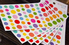 Color Seal Sticker Set (6 Sheets / Round / Dots / Circle) Scrapbooking Packaging Party Decor Gift Wrap Diary Deco Collage Home Decor S161