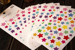 Color Seal Sticker Set (6 Sheets / Star) Kawaii Colorful Scrapbooking Packaging Party Decor Gift Wrap Diary Deco Collage Home Decor S162