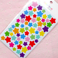 Color Seal Sticker Set (6 Sheets / Star) Kawaii Colorful Scrapbooking Packaging Party Decor Gift Wrap Diary Deco Collage Home Decor S162