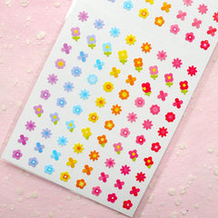 Mini Flower Seal Stickers (1 Sheet) Kawaii Scrapbooking Party Decor Diary Deco Collage Home Decor Card Making Nail Art Nail Sticker S165