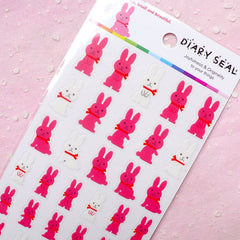 Rabbit Bunny Seal Sticker (1 Sheet) Kawaii Scrapbooking Party Decor Diary Deco Collage Home Decor Card Making Product Gift Packaging S175