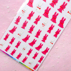 Rabbit Bunny Seal Sticker (1 Sheet) Kawaii Scrapbooking Party Decor Diary Deco Collage Home Decor Card Making Product Gift Packaging S175