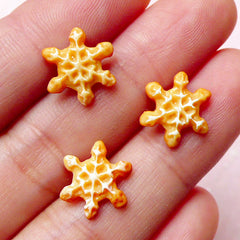 Miniature Sugar Cookie Cabochon / Mini Snowflakes Cabochon (3pcs / 12mm) Dollhouse Biscuit Doll Food Kawaii Sweets Deco Decoden FCAB214