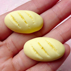 Dollhouse French Bread Cabochon / Miniature Baguette Cabochon (2pcs / 18mm x 30mm) Doll House Food Bakery Novelty Jewelry Making FCAB218