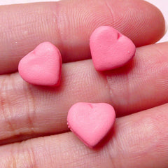 Tiny Heart Macaron Cabochon (3pcs / Strawberry Pink / 10mm x 9mm) Miniature Sweets Dollhouse French Macaroon Doll Food Mini Dessert  FCAB236
