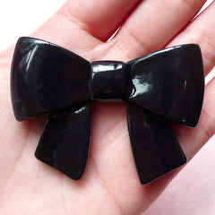 Ribbon Cabochon (59mm x 46mm / Black) Kawaii Big Cabochon Cell phone Deco Decoden Scrapbooking Home Decor CAB337