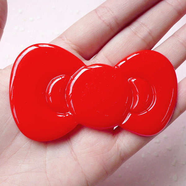 CLEARANCE Bow Cabochon (79mm x 46mm / Red) Kawaii Big Bowtie Cabochon Cell phone Deco (Pink) CAB341