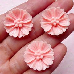 Flower Cabochon (3pcs / 21mm / Pink) Floral Cabochon Scrapbooking Decoden Cell Phone Deco Jewelry Hair Clip Making CAB342