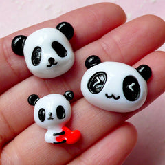 CLEARANCE Panda Cabochon Mix (3pcs) Kawaii Animal Bear Cabochon Decoden Supplies DIY Cell Phone Deco Jewelry Hair Pin Making Scrapbooking CAB343