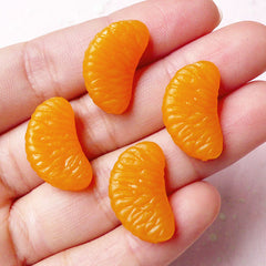 Whimsical Orange Slice Cabochon in 3D (4pcs / 12mm x 20mm) Mini Fruit Cabochon Faux Food Craft Japanese Decoden Pieces Kawaii Supply FCAB220
