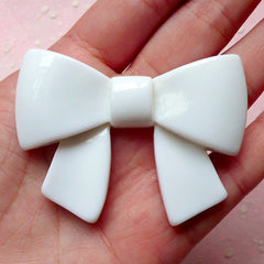 Ribbon Cabochon (59mm x 46mm / White) Kawaii Big Cabochon Cell phone Deco Decoden Scrapbooking Home Decor CAB340