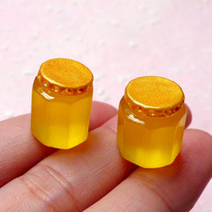 CLEARANCE Dollhouse Honey Jam Bottle Cabochons (2pcs / 12mm x 15mm) 3D Miniature Jam Making Mini Food Craft Doll Food Craft Kawaii Supplies FCAB238