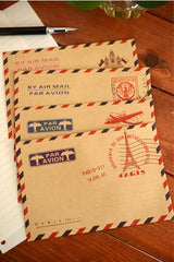 Kraft Paper Envelopes (8pcs / 4 Designs) (11cm x 16.2cm / 4.4" x 6.48") Vintage Airmail Paris Triangle Flap Party Invitations Card S188