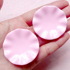 Miniature Round Plate Cabochon (41mm / 2pcs / Pink / Flat Back) DIY Dollhouse Food Decoden Scrapbooking Kawaii Whimsical Jewelry MC35