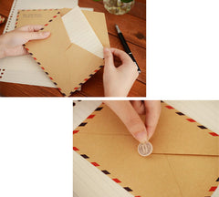 Airplane Kraft Paper Envelopes (10pcs / Via Aerea) (11cm x 16.2cm / 4.4" x 6.48") Vintage Envelope Triangle Flap Party Invitations S248