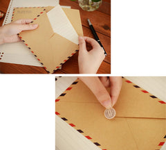 Kraft Paper Envelopes (8pcs / 4 Designs) (11cm x 16.2cm / 4.4" x 6.48") Vintage Airmail Paris Triangle Flap Party Invitations Card S188