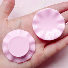 Miniature Round Plate Cabochon (41mm / 2pcs / Pink / Flat Back) DIY Dollhouse Food Decoden Scrapbooking Kawaii Whimsical Jewelry MC35