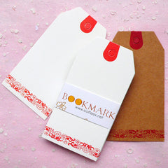 Blank Tags w/ Flower Pattern (24pcs / 4.5cm x 8.6cm / Kraft Paper Brown and White) Etsy Shop Tags Bookmark Plain Tag Gift Thank You Tag S191