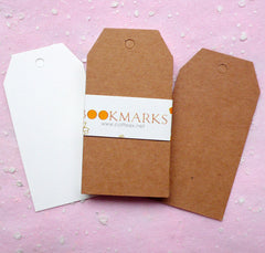 Blank Tags (24pcs / 4.5cm x 8.6cm / Kraft Paper Brown and White) Etsy Shop Tags Bookmark Plain Tag Gift Thank You Tag S199