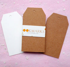 Blank Tags (24pcs / 4.5cm x 8.6cm / Kraft Paper Brown and White) Etsy Shop Tags Bookmark Plain Tag Gift Thank You Tag S199