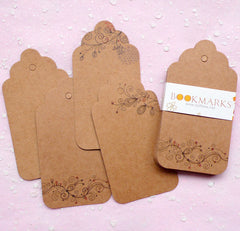 Scalloped Kraft Paper Blank Tags w/ 4 Different Designs (20pcs / 5.2cm x 9.9cm) Etsy Shop Tags Bookmark Plain Tag Gift Thank You Tag S195