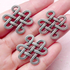 CLEARANCE Silver Celtic Knot Connector / Charms (3pcs) (25mm / Tibetan Silver / 2 Sided) Pendant Bracelet Earring Zipper Pull Bookmark Keychain CHM617