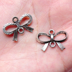CLEARANCE Ribbon Charms / Connectors (8pcs) (22mm x 15mm / Tibetan Silver) Metal Findings Pendant Bracelet Earrings Zipper Pulls Keychains CHM627