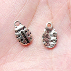 CLEARANCE Beetle Charms Lady Bug Charm (12pcs) (7mm x 12mm / Tibetan Silver) Metal Findings Pendant Bracelet Earrings Zipper Pulls Keychain CHM634