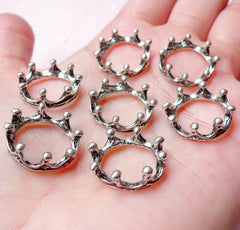 3D Crown Charms / Connector (7pcs) (16mm / Tibetan Silver) Metal Finding Pendant Bracelet Earrings Zipper Pulls Bookmarks Key Chains CHM638