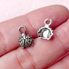 Beetle Charms Lady Bug Charm (12pcs) (8mm x 11mm / Tibetan Silver) Metal Findings Pendant Bracelet Earrings Zipper Pulls Keychain CHM655