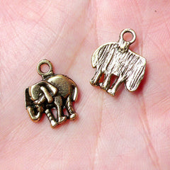 CLEARANCE Elephant Charms (10pcs) (13mm x 16mm / Antique Gold) Animal Charms Metal Findings Pendant Bracelet Earrings Zipper Pulls Keychain CHM661