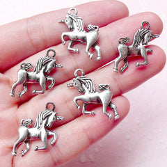 Unicorn Charms (5pcs) (17mm x 22mm / Tibetan Silver / 2 Sided) Findings Pendant Bracelet Earrings Zipper Pulls Bookmark Keychains CHM645