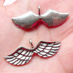 Angel Wing Charms (3pcs) (39mm x 15mm / Tibetan Silver) Metal Findings Pendant Bracelet Earrings Zipper Pulls Keychain Bookmark CHM651