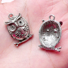 Owl Charms (3pcs) (15mm x 24mm / Tibetan Silver) Animal Bird Charms Metal Findings Pendant Bracelet Earrings Zipper Pulls Keychain CHM656