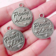 Penny Lane Charms (3pcs) (21mm x 25mm / Tibetan Silver / 2 Sided) Findings Bookmark Pendant Bracelet Earrings Zipper Pulls Keychains CHM675