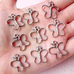 Butterfly Charms (9pcs) (18mm x 19mm / Tibetan Silver) Insect Charms Metal Findings Pendant Bracelet Earrings Zipper Pulls Keychain CHM685