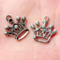 Crown Charms (8pcs) (17mm x 18mm / Tibetan Silver) Kawaii Metal Finding Pendant Bracelet Earrings Zipper Pulls Bookmarks Key Chains CHM689