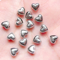 CLEARANCE Heart Beads (15pcs) (6mm x 6mm / Tibetan Silver / 2 Sided) Valentines Love Beads Finding Pendant Bracelet Earrings Bookmark Keychains CHM665