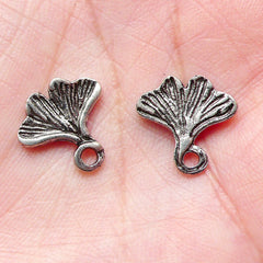 Ginkgo Leaf Charms (12pcs) (13mm x 13mm / Tibetan Silver / 2 Sided) Pendant Bracelet Earrings Zipper Pulls Bookmarks Key Chains CHM676